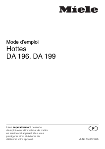 Mode d’emploi Miele DA 196 Hotte aspirante