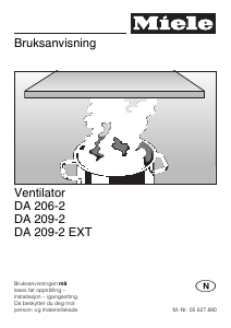 Bruksanvisning Miele DA 209-2 Kjøkkenvifte