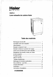 Mode d’emploi Haier WQP6-3 Lave-vaisselle