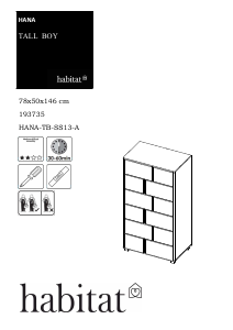 Használati útmutató Habitat Hana (78x50x146) Fésülködőasztal