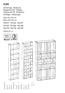 Kasutusjuhend Habitat Cleo (43.5x15x174) Raamaturiiul