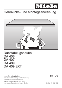 Bedienungsanleitung Miele DA 409 Dunstabzugshaube