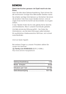 Manuale Siemens HF15M252 Microonde