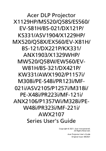 Handleiding Acer X1229HP Beamer