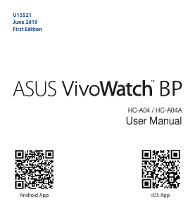 Manual Asus HCA04A VivoWatch BP Relógio inteligente