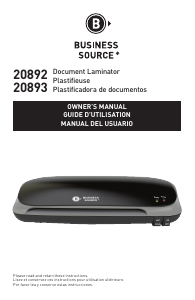 Manual de uso Business Source 20892 Plastificadora
