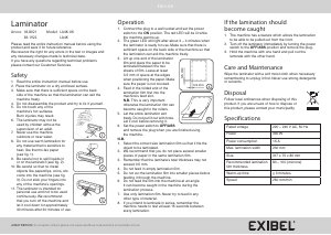 Handleiding Exibel LA4K Lamineermachine