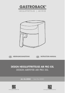 Manual Gastroback 42853 Design Air Pro XXL Deep Fryer