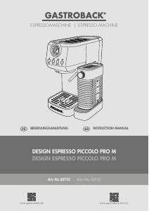 Bedienungsanleitung Gastroback 42722 Design Espresso Piccolo Pro M Espressomaschine