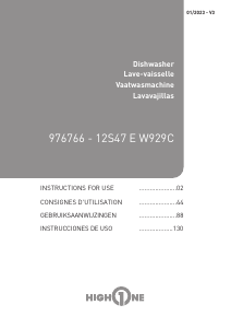 Manual de uso High One 12S47 E W929C Lavavajillas