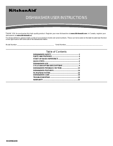 Mode d’emploi KitchenAid KUDE60HXSS Lave-vaisselle