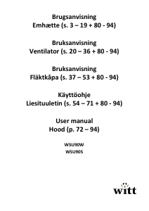 Käyttöohje Witt WSU90W Liesituuletin