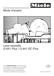 Mode d’emploi Miele G 641 Plus Lave-vaisselle