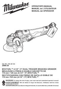 Manual de uso Milwaukee 2986-20 Amoladora angular