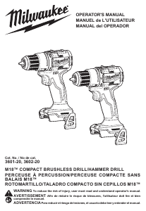 Mode d’emploi Milwaukee 3601-20 Perceuse visseuse