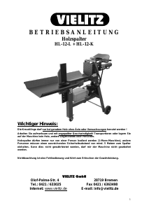 Bedienungsanleitung Vielitz HL-12-K Holzspalter