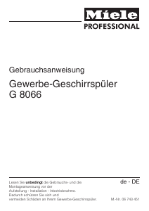 Bedienungsanleitung Miele G 8066 Geschirrspüler