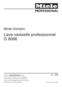 Mode d’emploi Miele G 8066 Lave-vaisselle