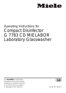 Manual Miele G 7783 CD Disinfection cabinet