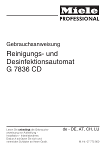 Bedienungsanleitung Miele G 7836 CD Desinfektionsgerät