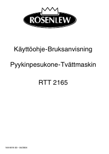 Käyttöohje Rosenlew RTT2165 Pesukone