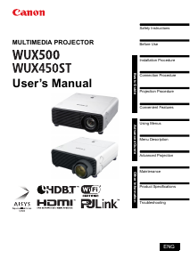 Manual Canon WUX500 Projector