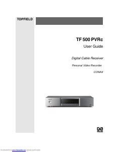 Manual Topfield TF 500 PVRc Digital Receiver