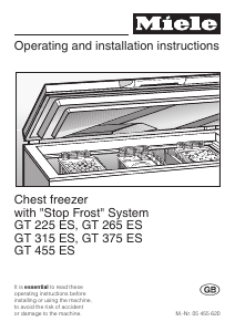 Manual Miele GT 315 ES Freezer