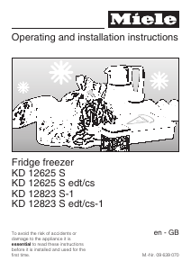 Manual Miele KD 12823 S-1 Fridge-Freezer