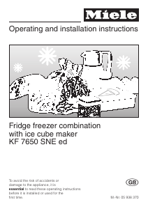 Manual Miele KF 7650 SNE ed Fridge-Freezer