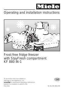Manual Miele KF 880 iN-1 Fridge-Freezer
