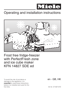 Manual Miele KFN 14827 SDE ed Fridge-Freezer