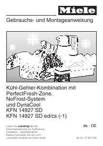 Bedienungsanleitung Miele KFN 14927 SD ed/cs Kühl-gefrierkombination