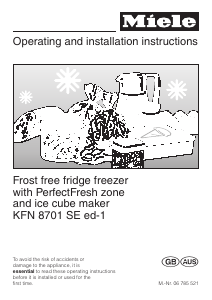 Manual Miele KFN 8701 SE ed-1 Fridge-Freezer