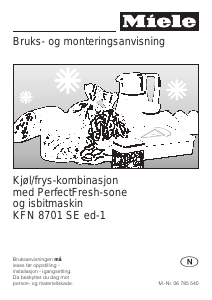Bruksanvisning Miele KFN 8701 SE ed-1 Kjøle-fryseskap