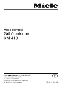 Mode d’emploi Miele KM 410 Table de cuisson