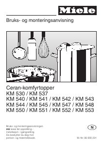 Bruksanvisning Miele KM 543 Kokeplate