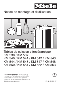 Mode d’emploi Miele KM 543 Table de cuisson