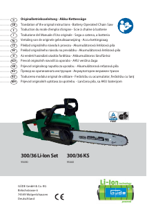 Manual Güde 300/36 Li-Ion Set Ferăstrăul cu lanţ