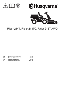 Mode d’emploi Husqvarna R 216T AWD Rider Tondeuse à gazon