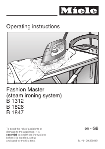 Manual Miele B 1312 Ironing System