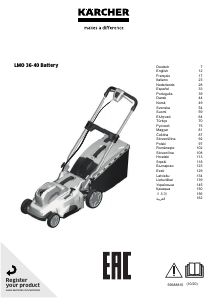 Kullanım kılavuzu Kärcher LMO 36-40 Battery Çim biçme makinesi
