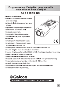 Mode d’emploi Galcon 8004 AC-4 Programmateur d’arrosage