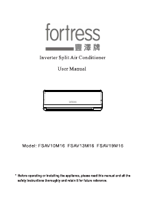 Manual Fortress FSAV10M16 Air Conditioner