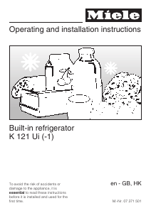Manual Miele K 121 Ui Refrigerator
