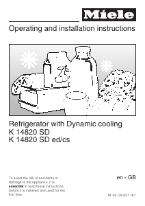 Manual Miele K 14820 SD Refrigerator