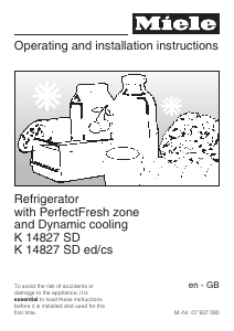 Manual Miele K 14827 SD Refrigerator