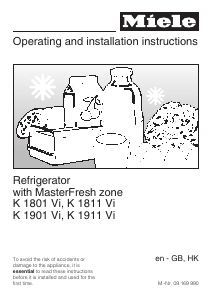 Manual Miele K 1901 Vi Refrigerator