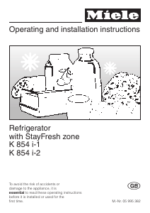 Manual Miele K 854 i-2 Refrigerator