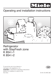 Handleiding Miele K 854 i-2 Koelkast